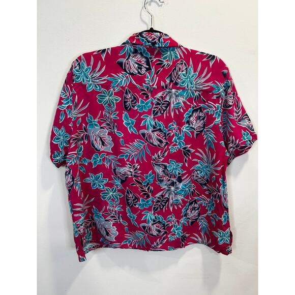 Vintage Magenta Tropical Short-Sleeve Shirt - Allison Whitmore -Size Med - Picture 2 of 3